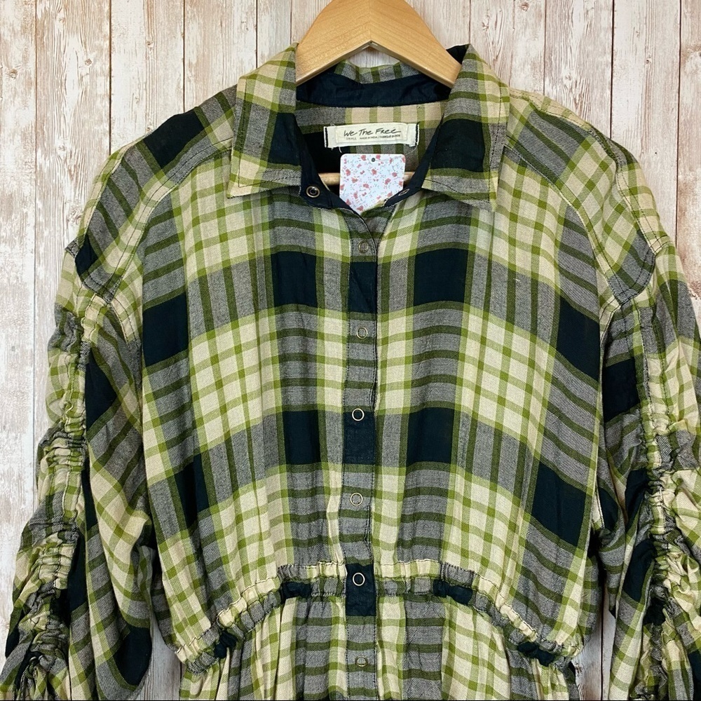 Free‎ People Pacific Plaid Wool Blend Shirt Size Small Women - Picture 5 of 16